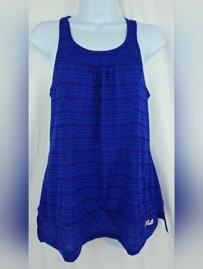 Fila Women's Royal Blue Striped Racerback Tank Size XS AG-3461
